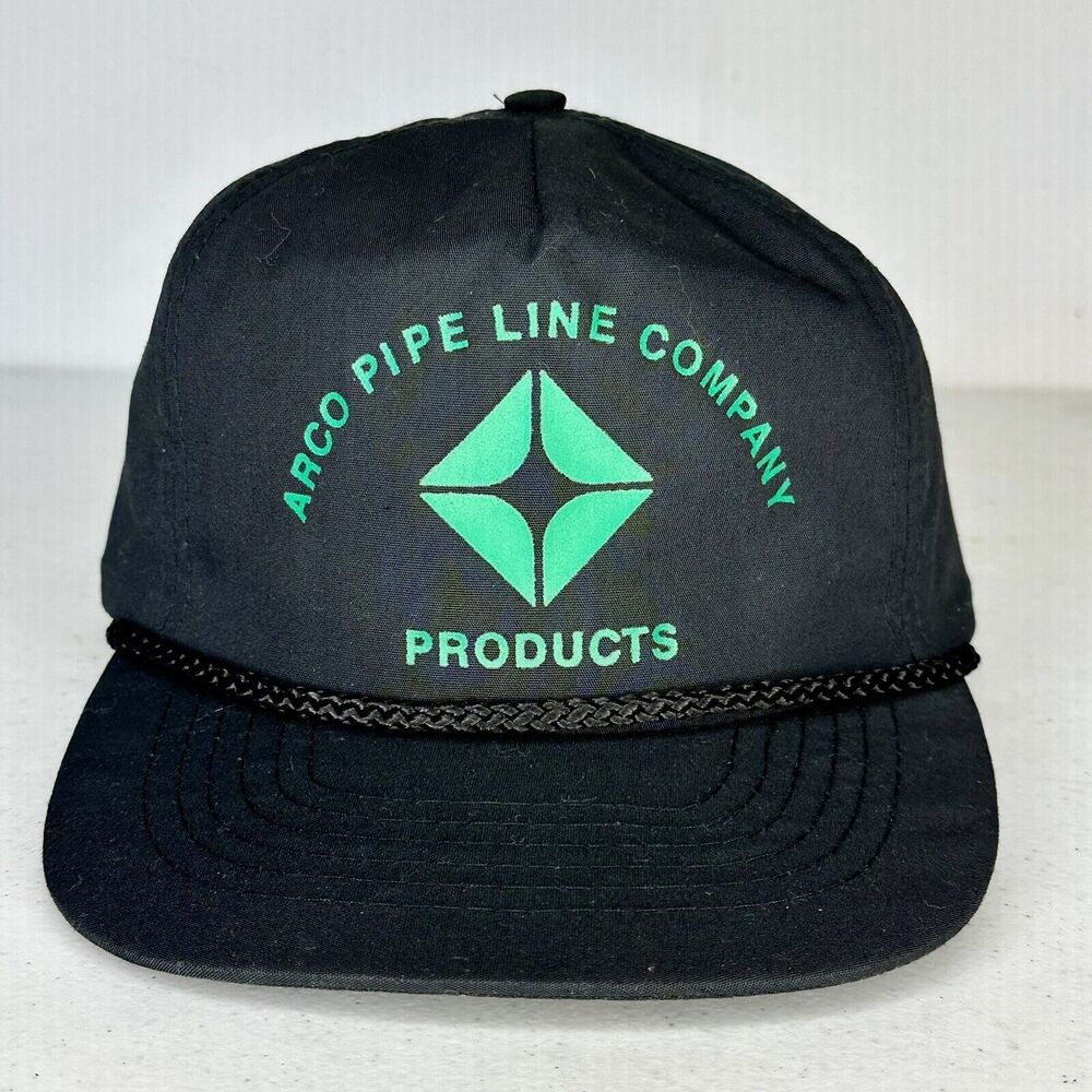 Vintage Arco Pipe Line Company Hat Cap Black Snapback Otto Cap Baseball Thailand